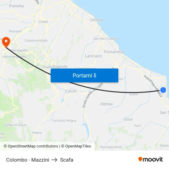 Colombo - Mazzini to Scafa map