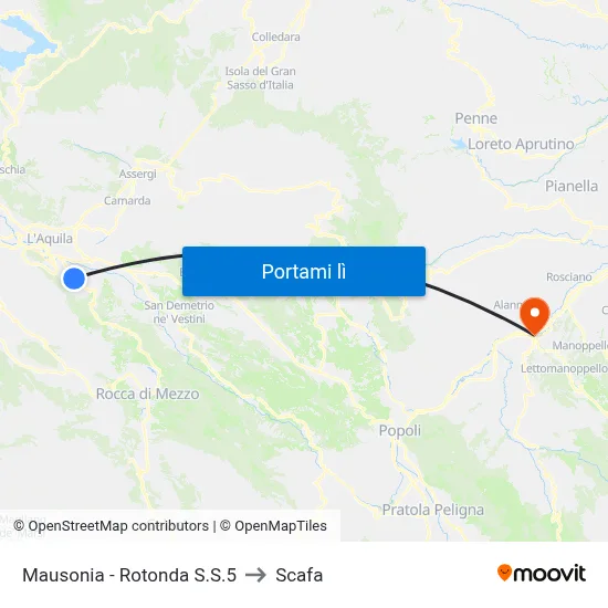 Mausonia - Rotonda S.S.5 to Scafa map