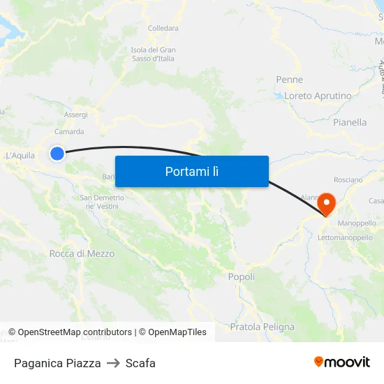 Paganica Piazza to Scafa map