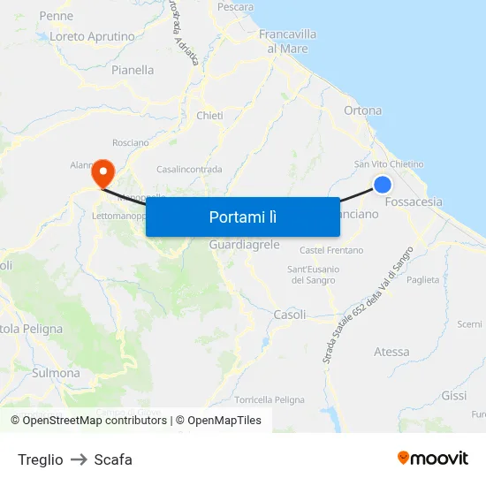 Treglio to Scafa map