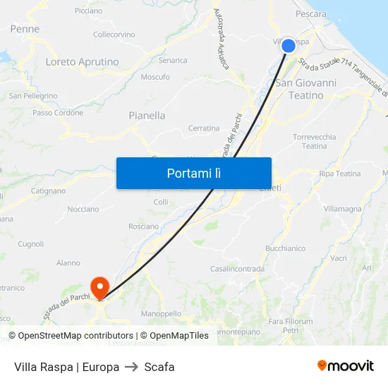 Villa Raspa | Europa to Scafa map