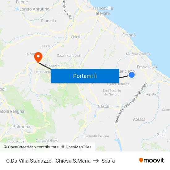C.Da Villa Stanazzo - Chiesa S.Maria to Scafa map