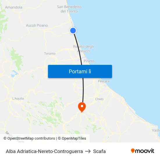 Alba Adriatica-Nereto-Controguerra to Scafa map