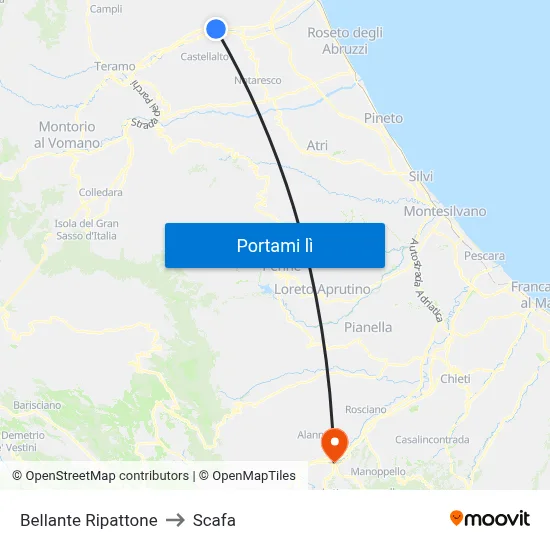 Bellante Ripattone to Scafa map