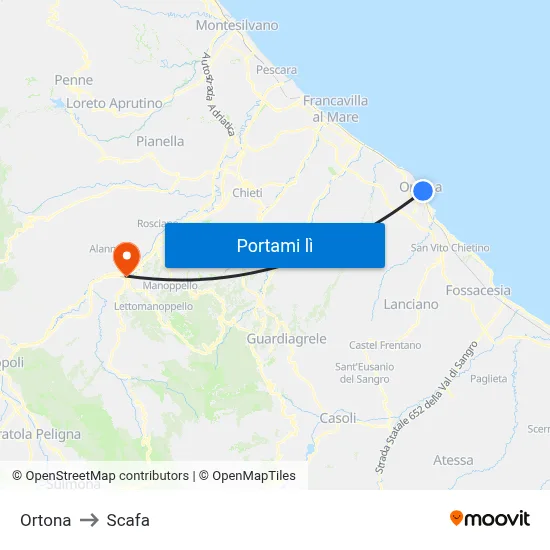 Ortona to Scafa map