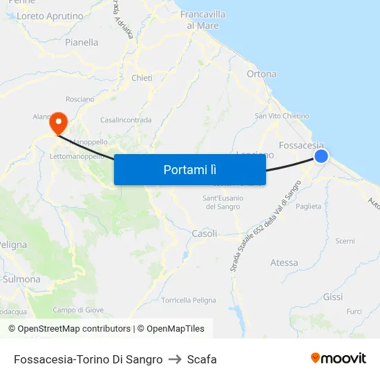 Fossacesia-Torino Di Sangro to Scafa map