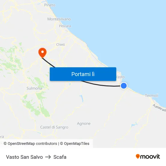 Vasto San Salvo to Scafa map
