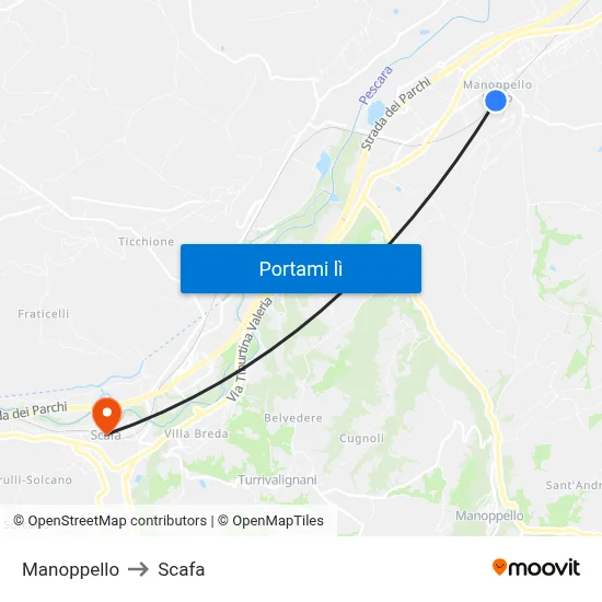 Manoppello to Scafa map