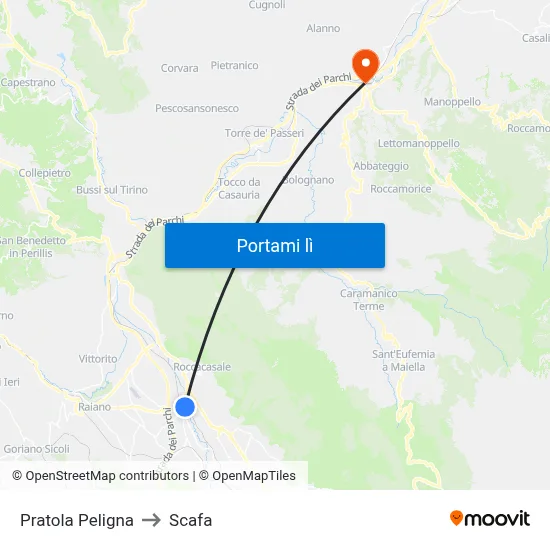 Pratola Peligna to Scafa map