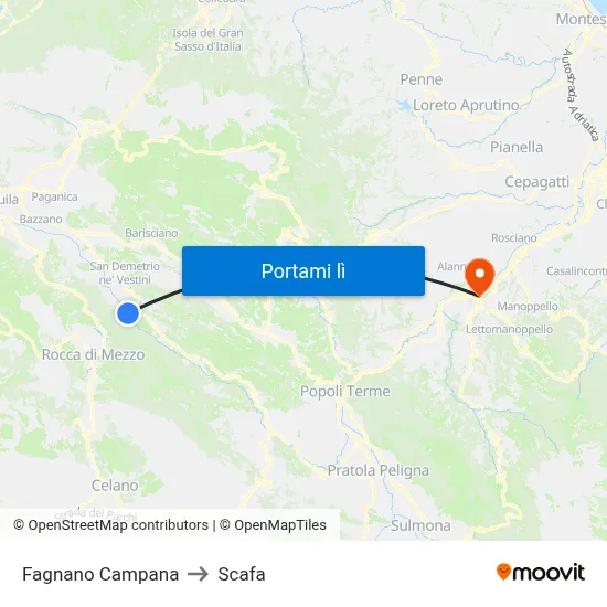 Fagnano Campana to Scafa map