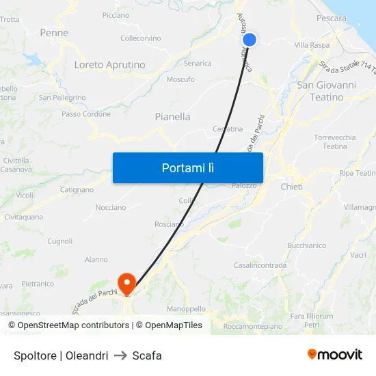 Spoltore | Oleandri to Scafa map