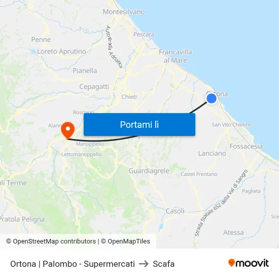 Ortona | Palombo - Supermercati to Scafa map