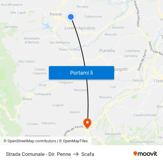 Strada Comunale - Dir. Penne to Scafa map