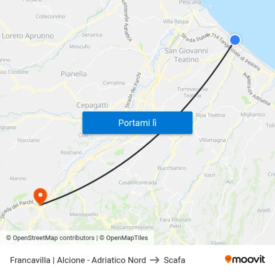 Francavilla | Alcione - Adriatico Nord to Scafa map