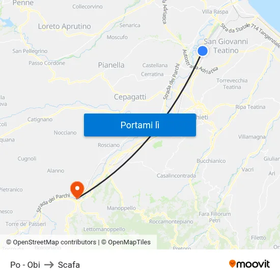 Po - Obi to Scafa map
