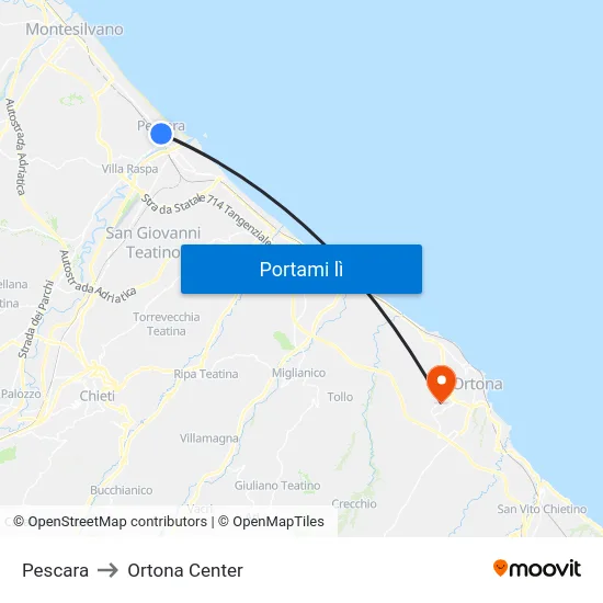 Pescara to Ortona Center map
