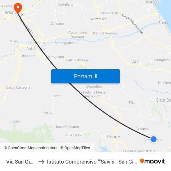 Via San Giacomo, 1 to Istituto Comprensivo ""Savini - San Giuseppe - San Giorgio"" map