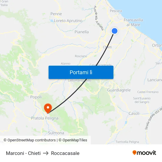 Marconi - Chieti to Roccacasale map
