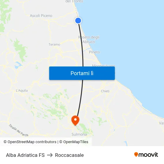Alba Adriatica FS to Roccacasale map