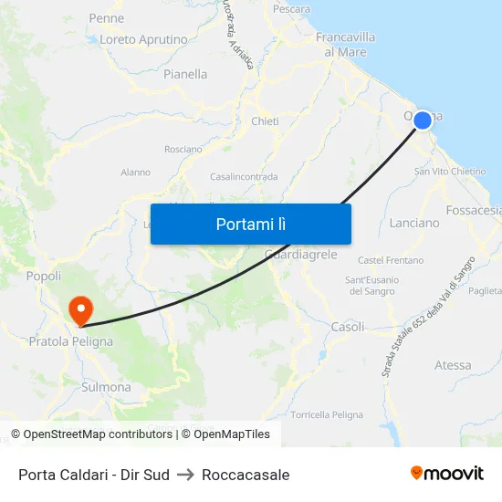 Porta Caldari - Dir Sud to Roccacasale map