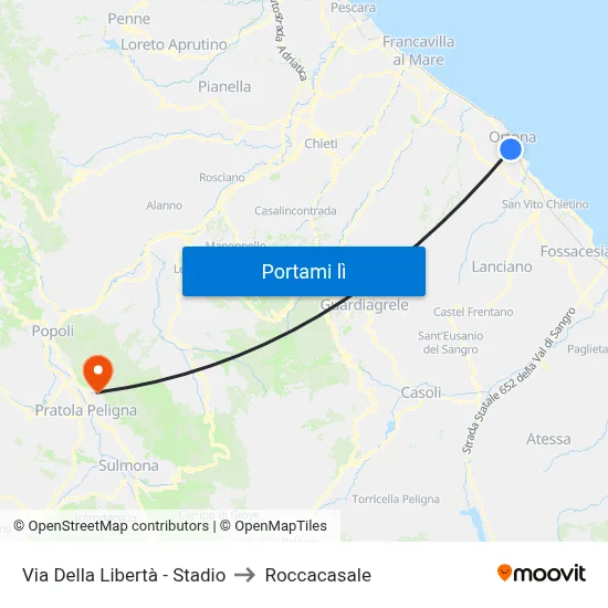 Via Della Libertà - Stadio to Roccacasale map