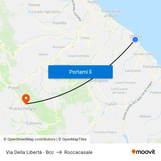 Via Della Libertà - Bcc to Roccacasale map