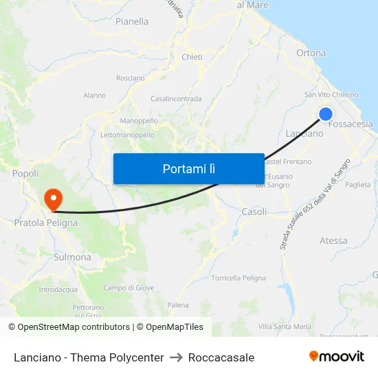 Lanciano - Thema Polycenter to Roccacasale map