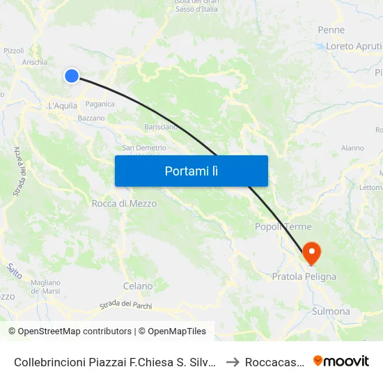 Collebrincioni Piazzai F.Chiesa S. Silvestro to Roccacasale map