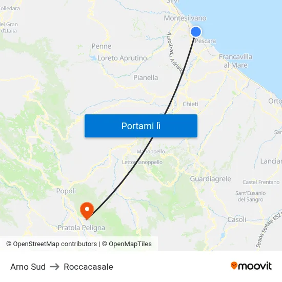 Arno Sud to Roccacasale map