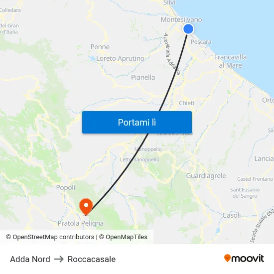 Adda Nord to Roccacasale map