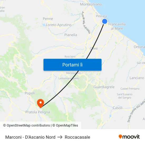 Marconi - D'Ascanio Nord to Roccacasale map