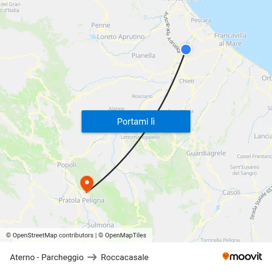 Aterno - Parcheggio to Roccacasale map