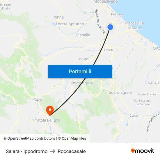 Salara - Ippodromo to Roccacasale map