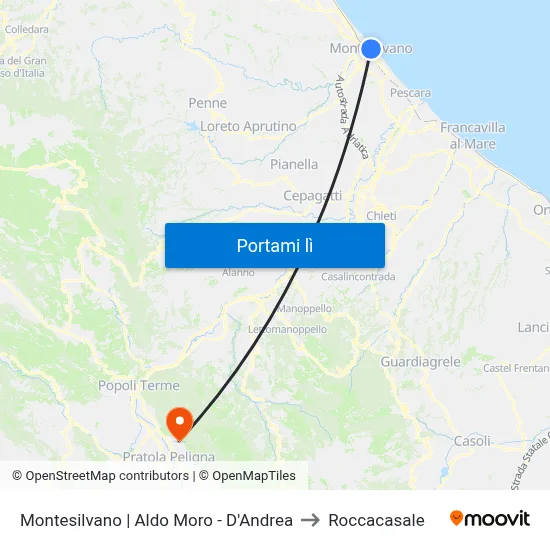 Montesilvano | Aldo Moro - D'Andrea to Roccacasale map