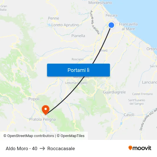 Aldo Moro - 40 to Roccacasale map