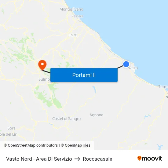 Vasto Nord - Area Di Servizio to Roccacasale map