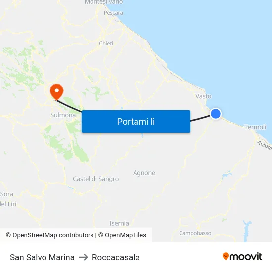 San Salvo Marina to Roccacasale map