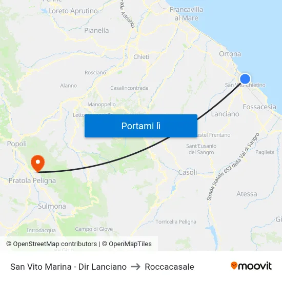 San Vito Marina - Dir Lanciano to Roccacasale map