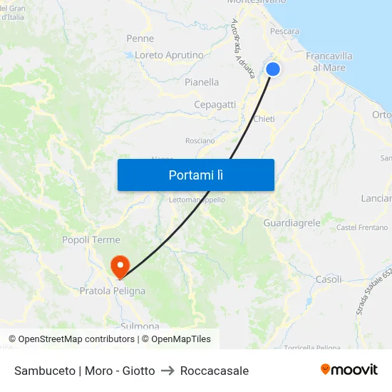 Sambuceto | Moro - Giotto to Roccacasale map