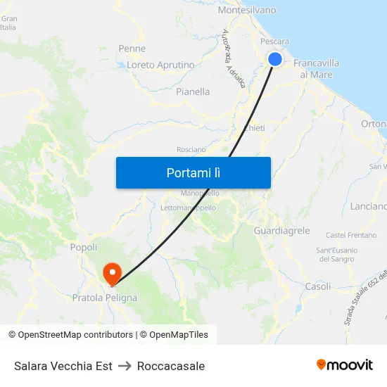 Salara Vecchia Est to Roccacasale map