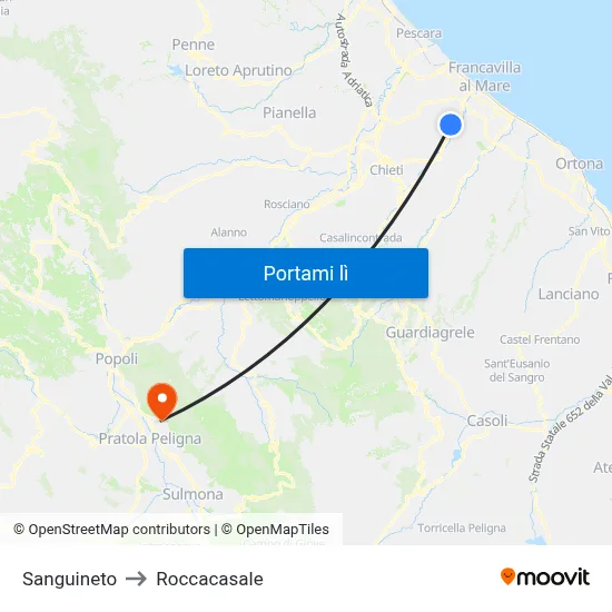 Sanguineto to Roccacasale map