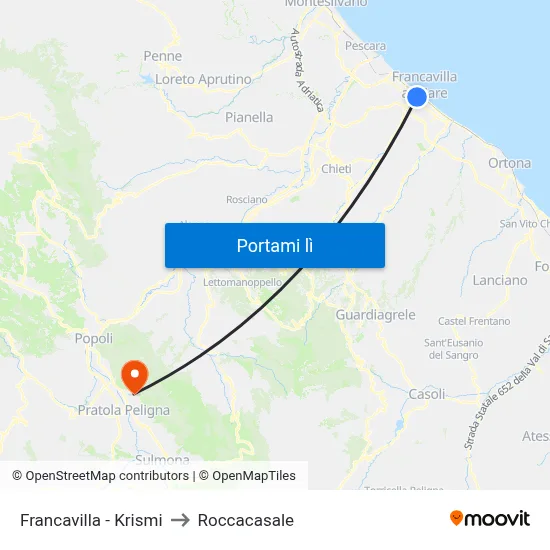 Francavilla - Krismi to Roccacasale map