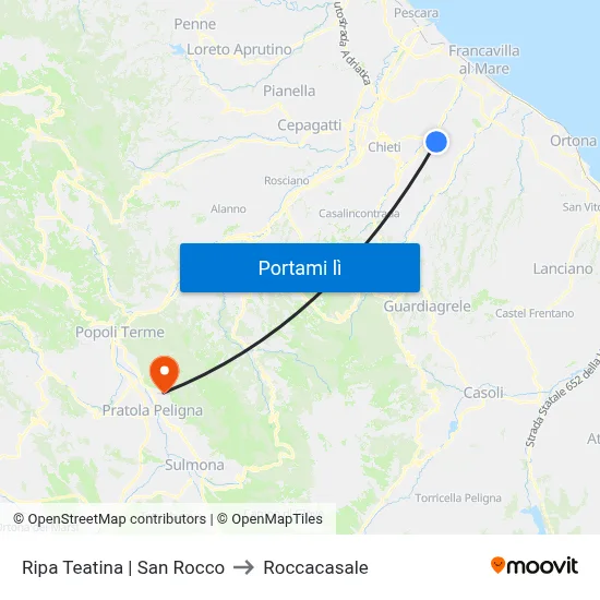 Ripa Teatina | San Rocco to Roccacasale map