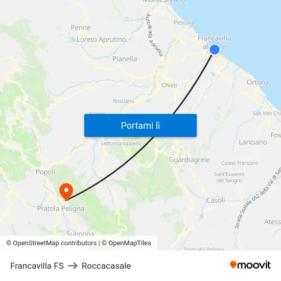 Francavilla FS to Roccacasale map