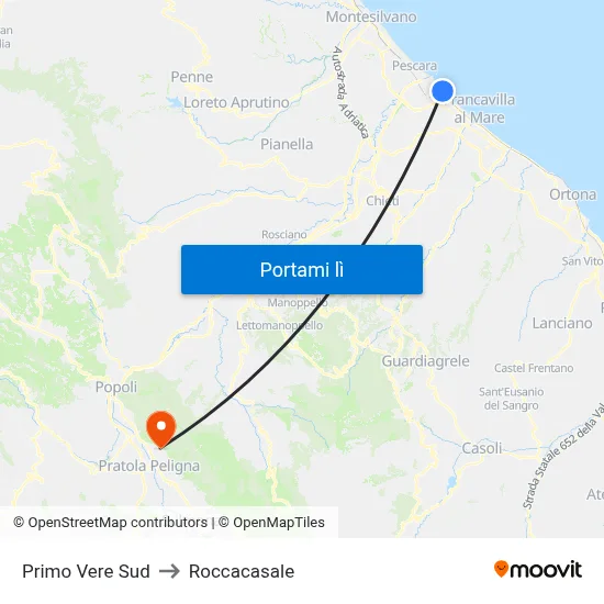 Primo Vere Sud to Roccacasale map