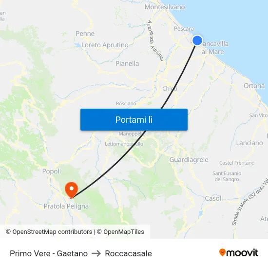 Primo Vere - Gaetano to Roccacasale map