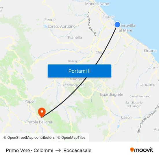 Primo Vere - Celommi to Roccacasale map