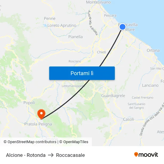 Alcione - Rotonda to Roccacasale map