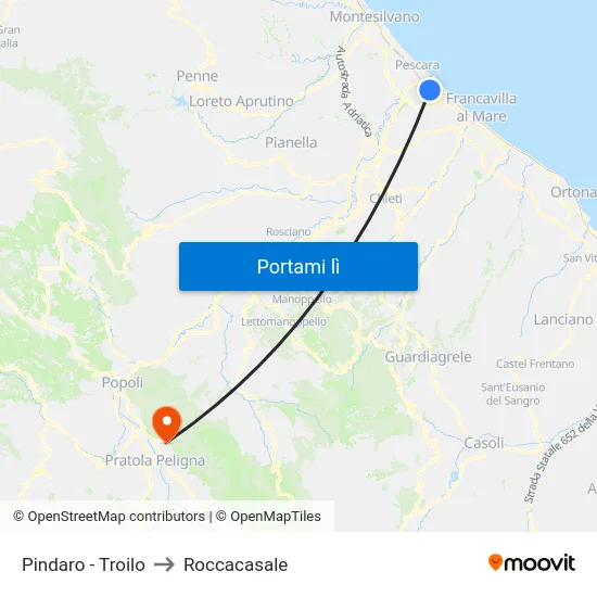 Pindaro - Troilo to Roccacasale map