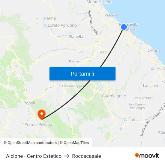 Alcione - Centro Estetico to Roccacasale map